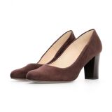 Brązowe klasyczne czółenka na stabilnym wysokim obcasie