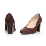 Brązowe klasyczne czółenka na stabilnym wysokim obcasie