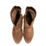 Czekoladowe botki na obcasie