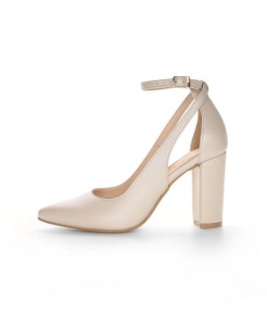 Waniliowe czółenka z paskiem wokół kostki