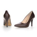 Klasyczne zamszowe czółenka na szpilce w kolorze czekoladowego brązu