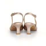 Eleganckie czółenka na słupku – szampański Blask d’Orsay