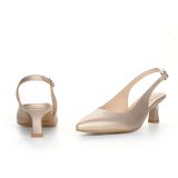 Eleganckie czółenka na słupku – szampański Blask d’Orsay