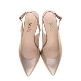 Eleganckie czółenka na słupku – szampański Blask d’Orsay